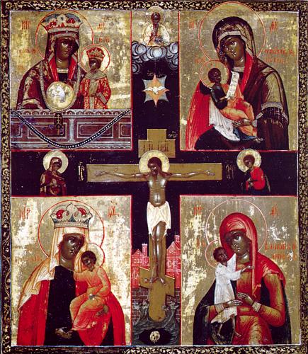 Распятие и четыре иконы Богородицы