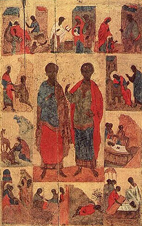 Святые бессеребреники и чудотворцы Косма и Дамиан, в Риме пострадавшие