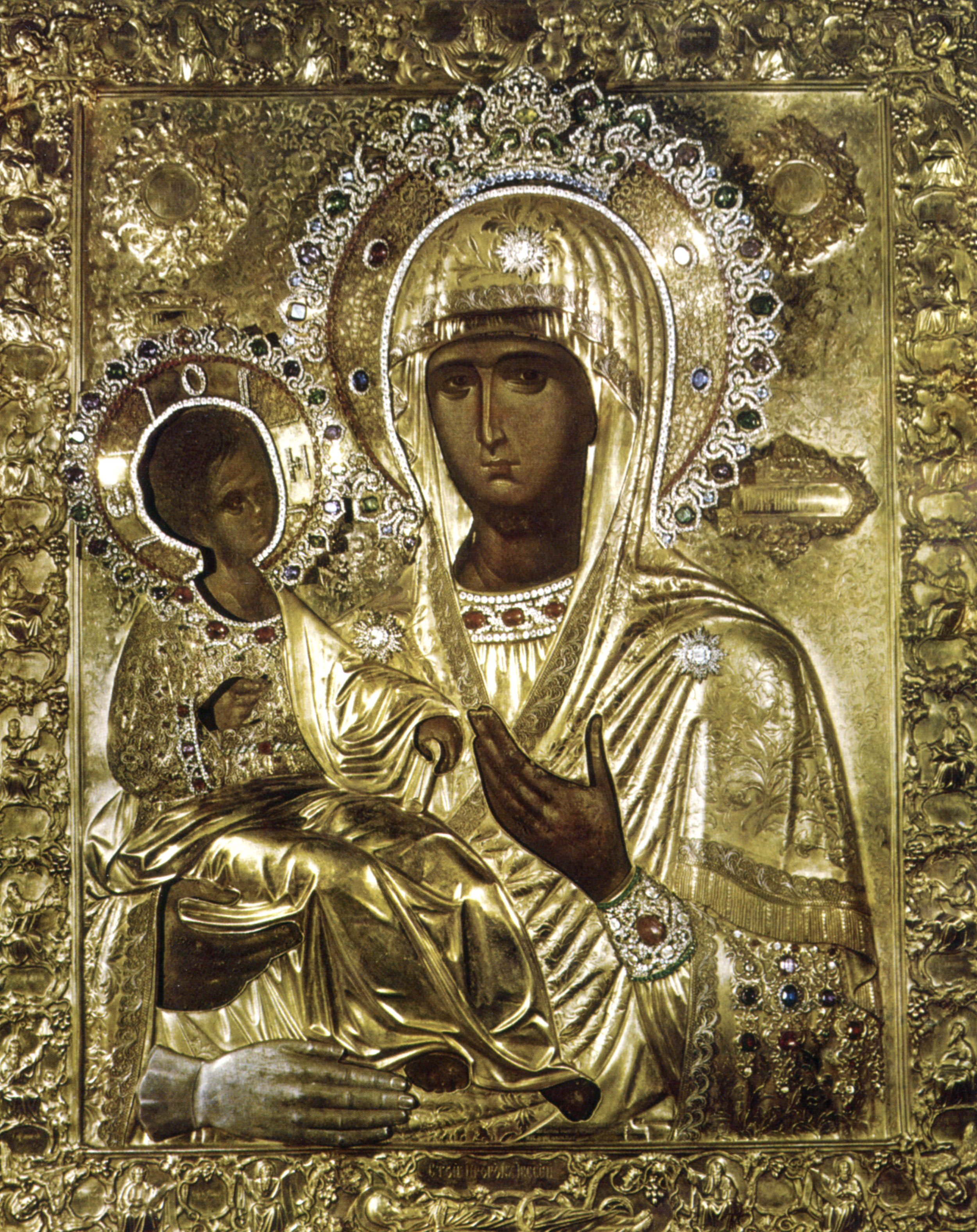 Икона Божией Матери, именуемая "Троеручица" + Православный Церковный календарь
